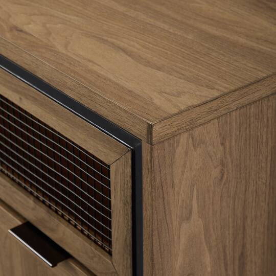 Walker Edison English Oak Mesh Metal Accent Cabinet